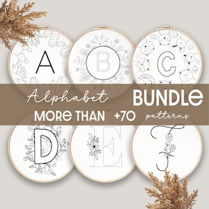 Embroidery Bundle , Hand Embroidery Patterns, Alphabet Collection, PDF Embroidery Pattern, Beginner Pattern, Floral designs, Digital PDF