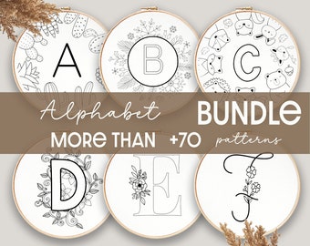 Embroidery Bundle , Hand Embroidery Patterns, Alphabet Collection, PDF Embroidery Pattern, Beginner Pattern, Floral designs, Digital PDF