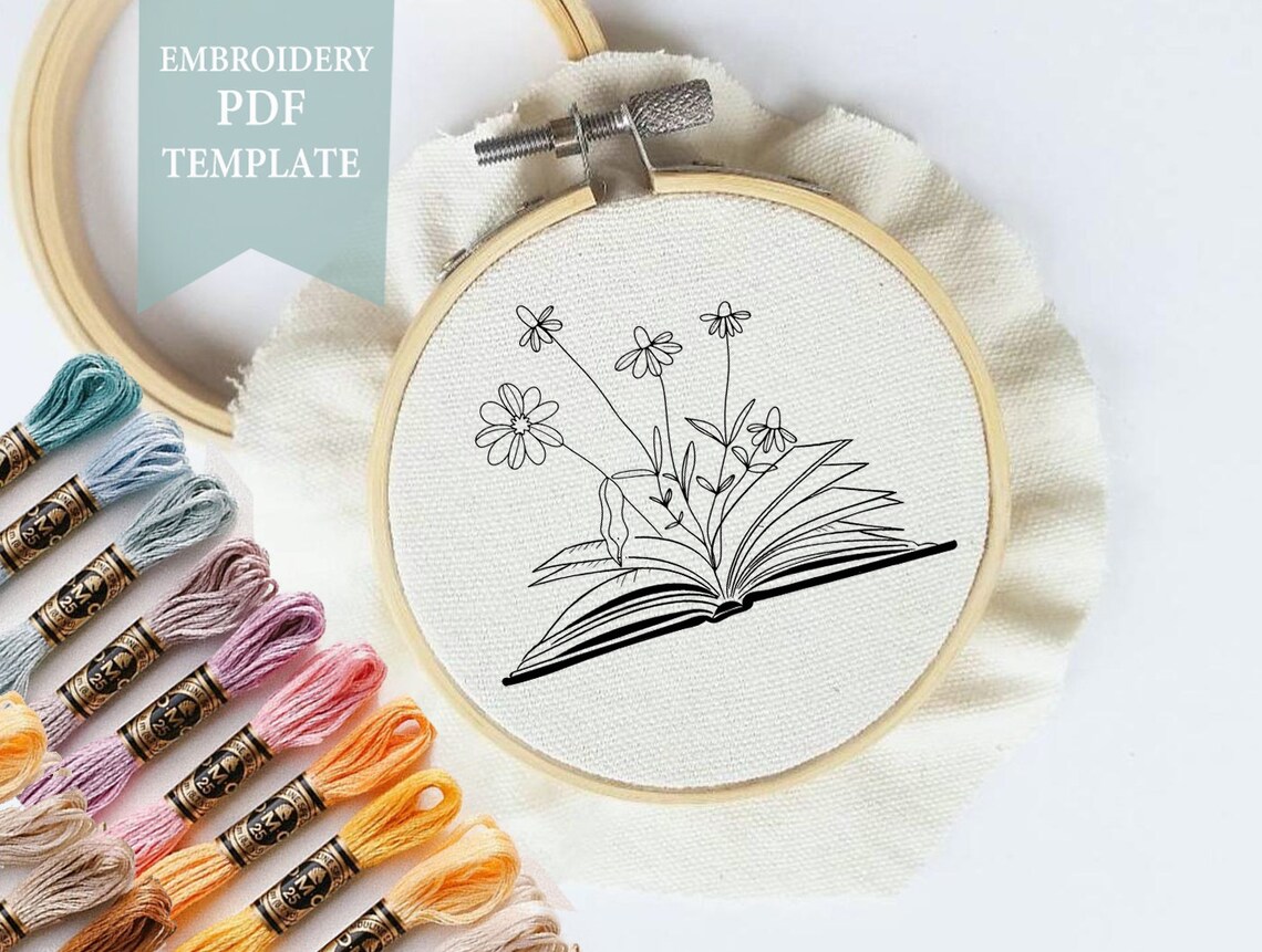 Floral Book Hand Embroidery PDF Downloadable Pattern Instant Etsy