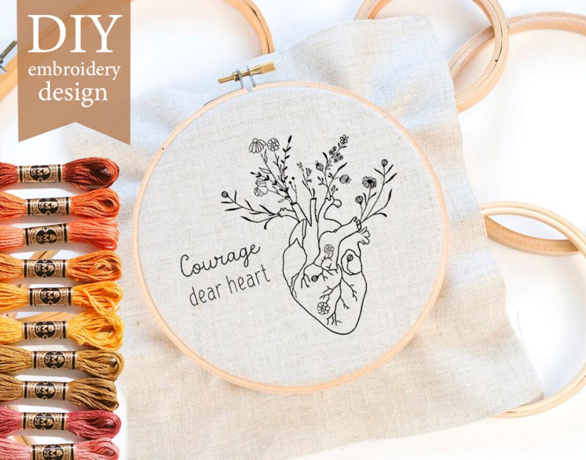 Mental Health Hand Embroidery Heart Embroidery Anatomical Etsy