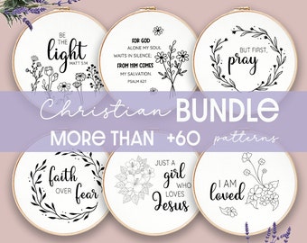 EMBROIDERY BUNDLE, Hand Embroidery Patterns, Christian verses Collection, PDF Embroidery Pattern, Beginner Pattern, Bible verses Embroidery