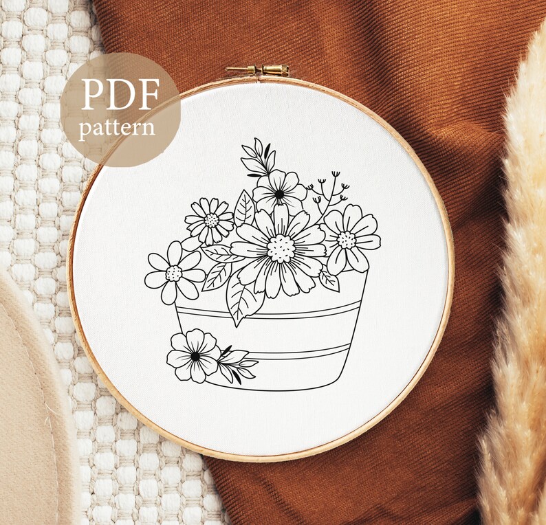 Dried Flowers Bouquet Embroidery Pattern Pdf Pattern Etsy