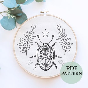 Winter Beetle Embroidery Pattern: Ornamental Insect Art (PDF Pattern)