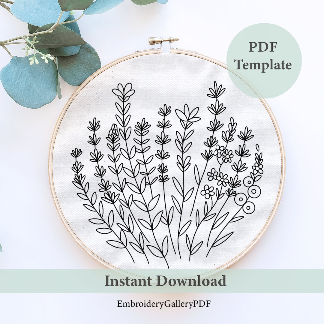 Wildflower Bouquet Hand Embroidery Pattern: Beginner DIY (PDF Template ...