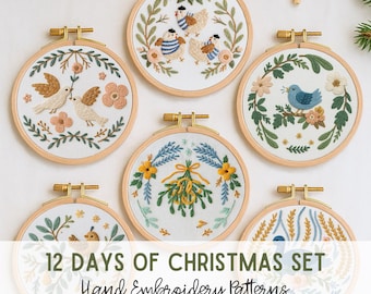 12 Days of Christmas Embroidery Pattern: Hand Embroidery Designs (Digital Download)