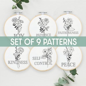 Hand Embroidery Pattern, Holy Spirit Fruits, Christian verse Embroidery Pattern, Christian Embroidery Pattern Decor, Bible Floral Embroidery