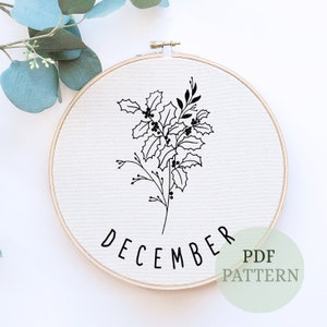 Birth Month Flower embroidery, Flower design, Sentimental Gift for Her, Personalized Birth Month Flower,DIY Embroidery beginner, Needlepoint