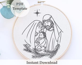 Nativity Scene Embroidery Pattern: DIY Christmas Art (PDF Pattern)