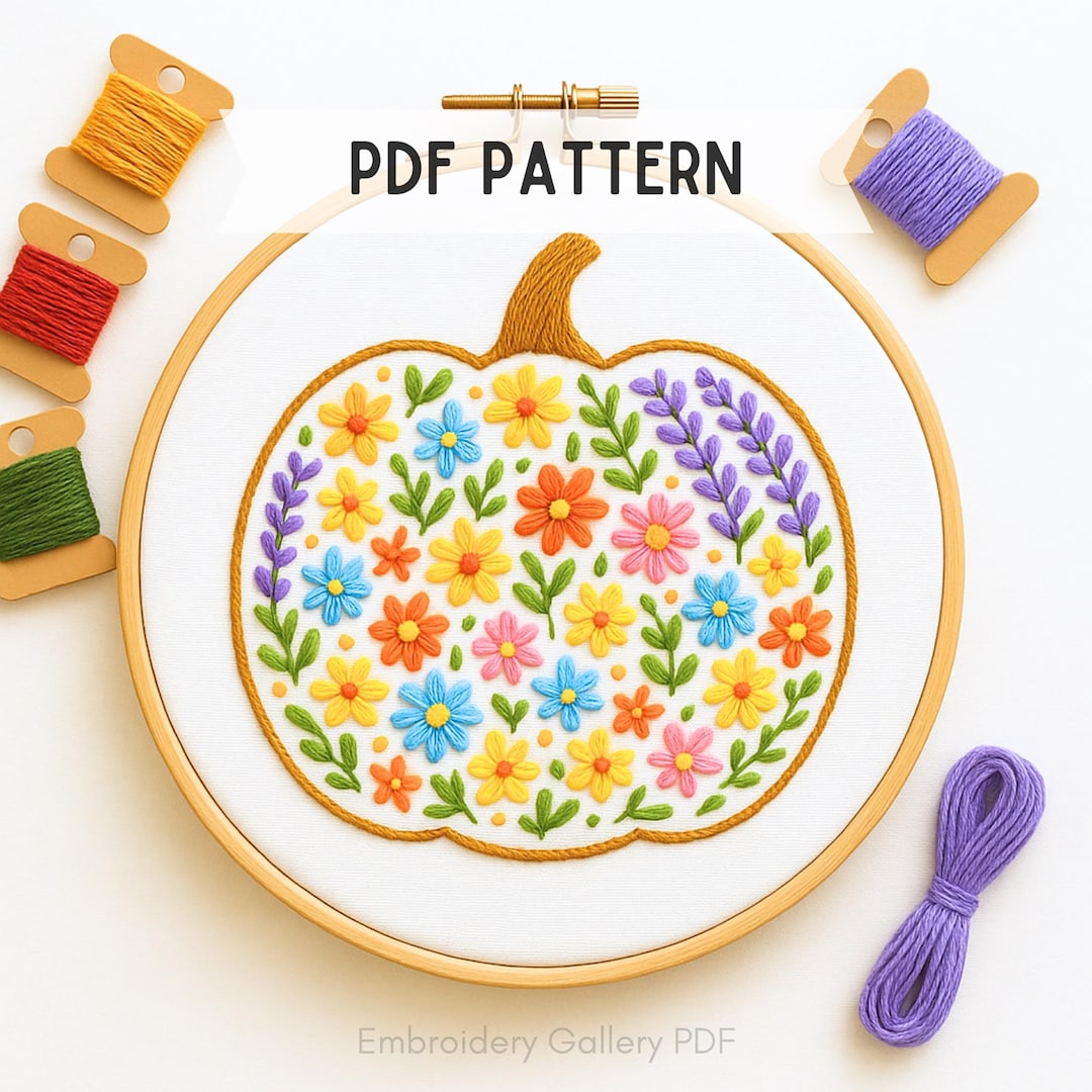 Pumpkin Hand Embroidery Pattern PDF, Printable Template: Thanksgiving ...