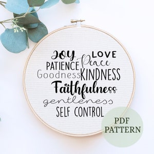 New Fruit of the Spirit Intermediate Hand Embroidery, Hoop Art, PDF Instant Download Pattern