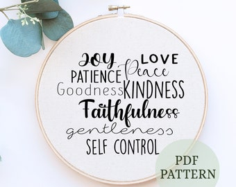 New Fruit of the Spirit Intermediate Hand Embroidery, Hoop Art, PDF Instant Download Pattern