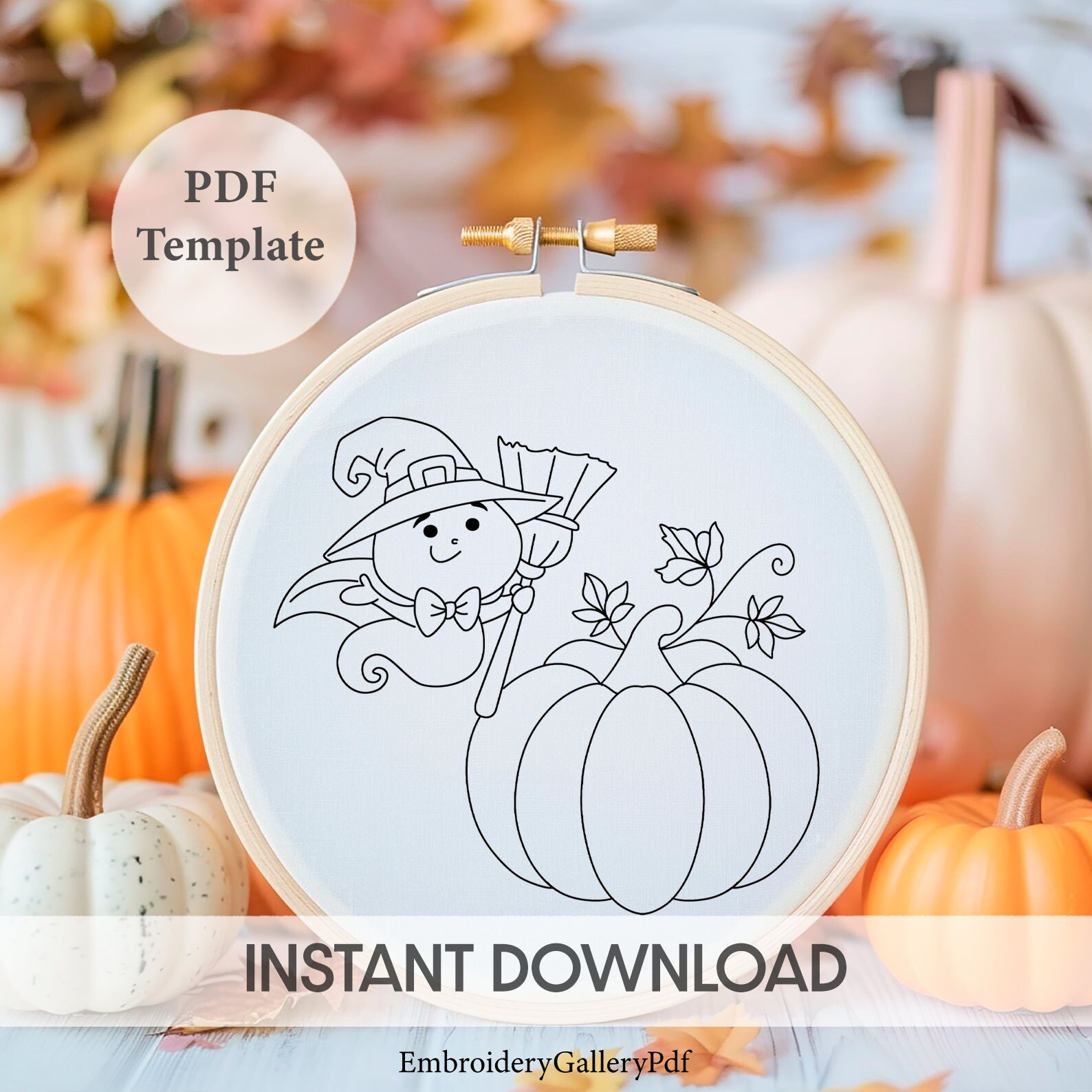 Pumpkin Hand Embroidery Pattern: Autumn Halloween Design (PDF Pattern ...