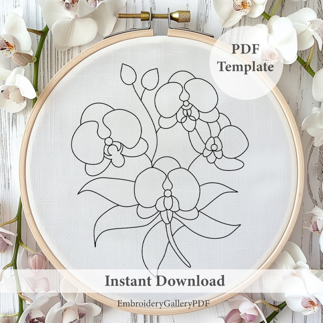 蘭の刺繍パターン：植物の花柄デザイン（PDFパターン） - Etsy 日本
