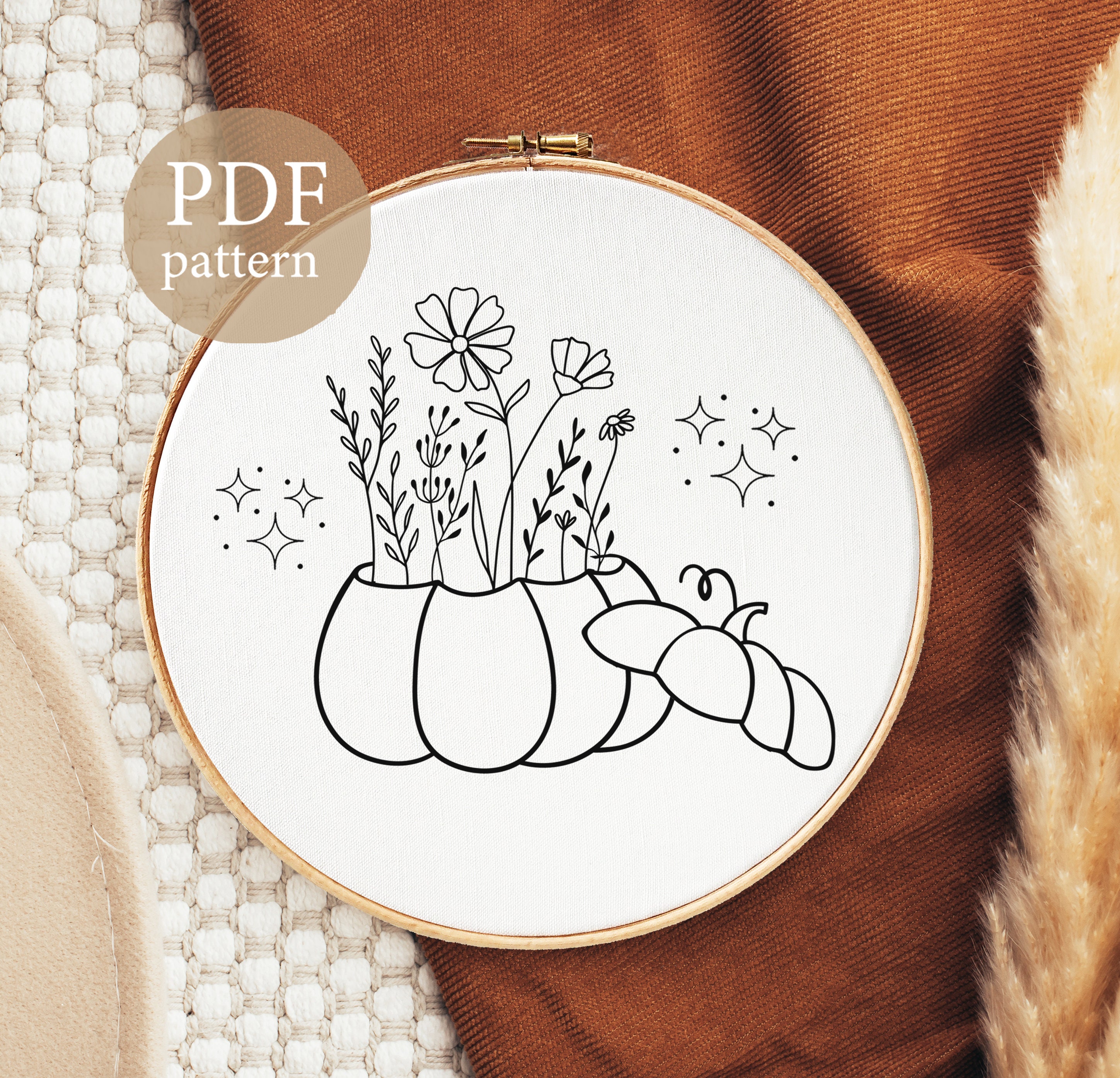Halloween Pattern for Embroidery, Pumpkin Embroidery Designs, Cozy