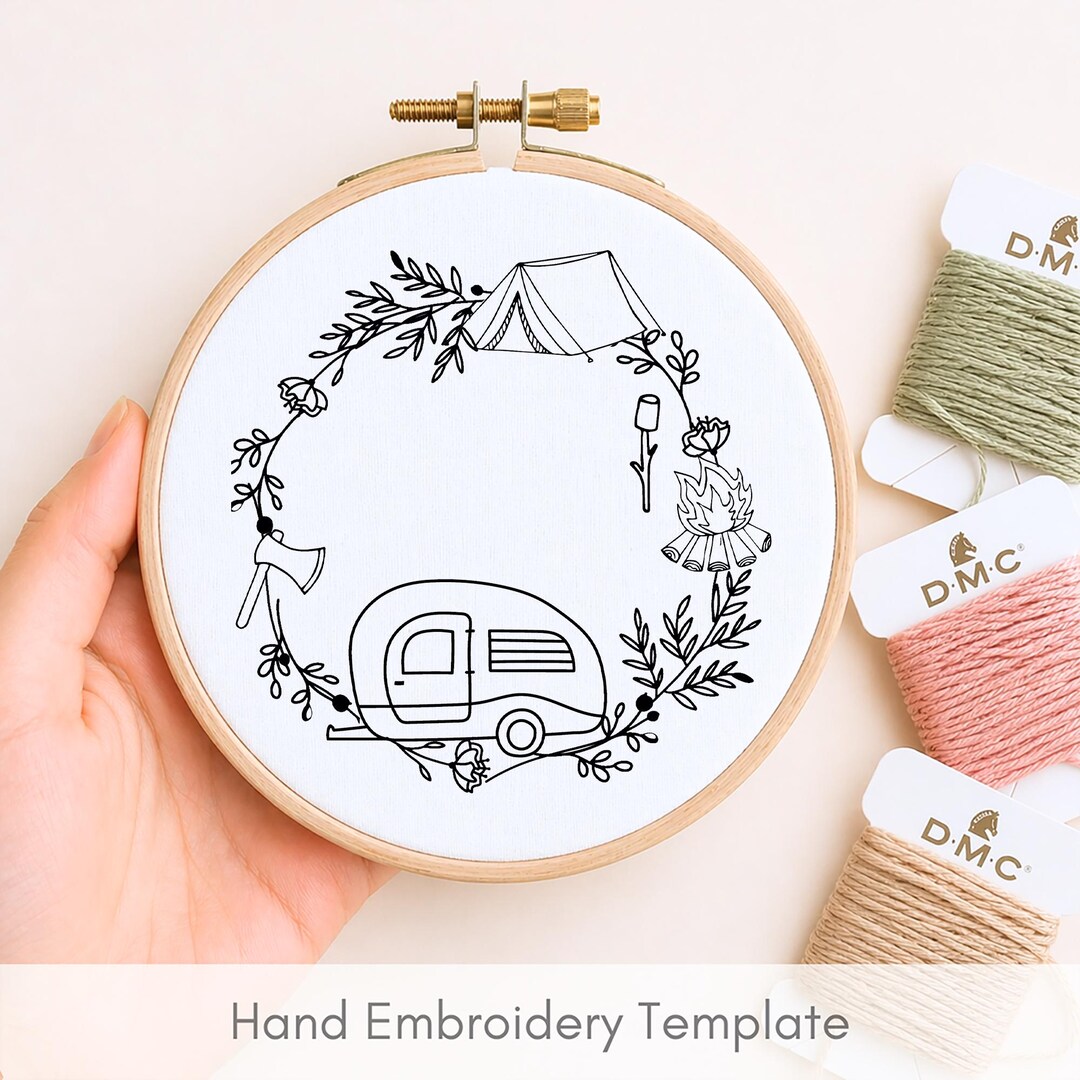 Printable Camper Pattern Retro Camper Hand Embroidery Pattern: Summer Camping Design, DIY ...