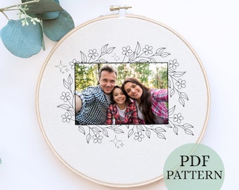 Floral Frame Embroidery Pattern: Wedding Photo Keepsake (PDF Pattern)