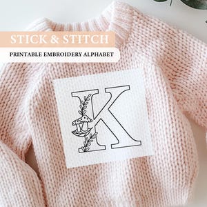 Alphabet Hand embroidery pattern, Mushroom Embroidery, Cottage Core, Beginner friendly, Mushroom letter, Alphabet embroidery, Baby idea gift