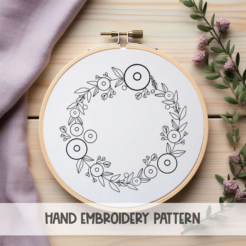 Floral Wreath Embroidery Pattern: Beginner Hand Stitch (PDF Pattern) - Etsy