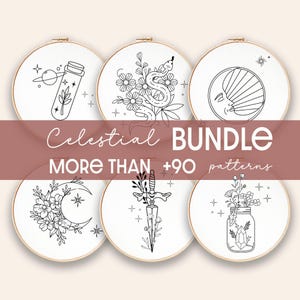 Embroidery Bundle , Hand Embroidery Patterns, Celestial Collection, PDF Embroidery Pattern, Beginner Pattern, Celestial designs, Digital PDF