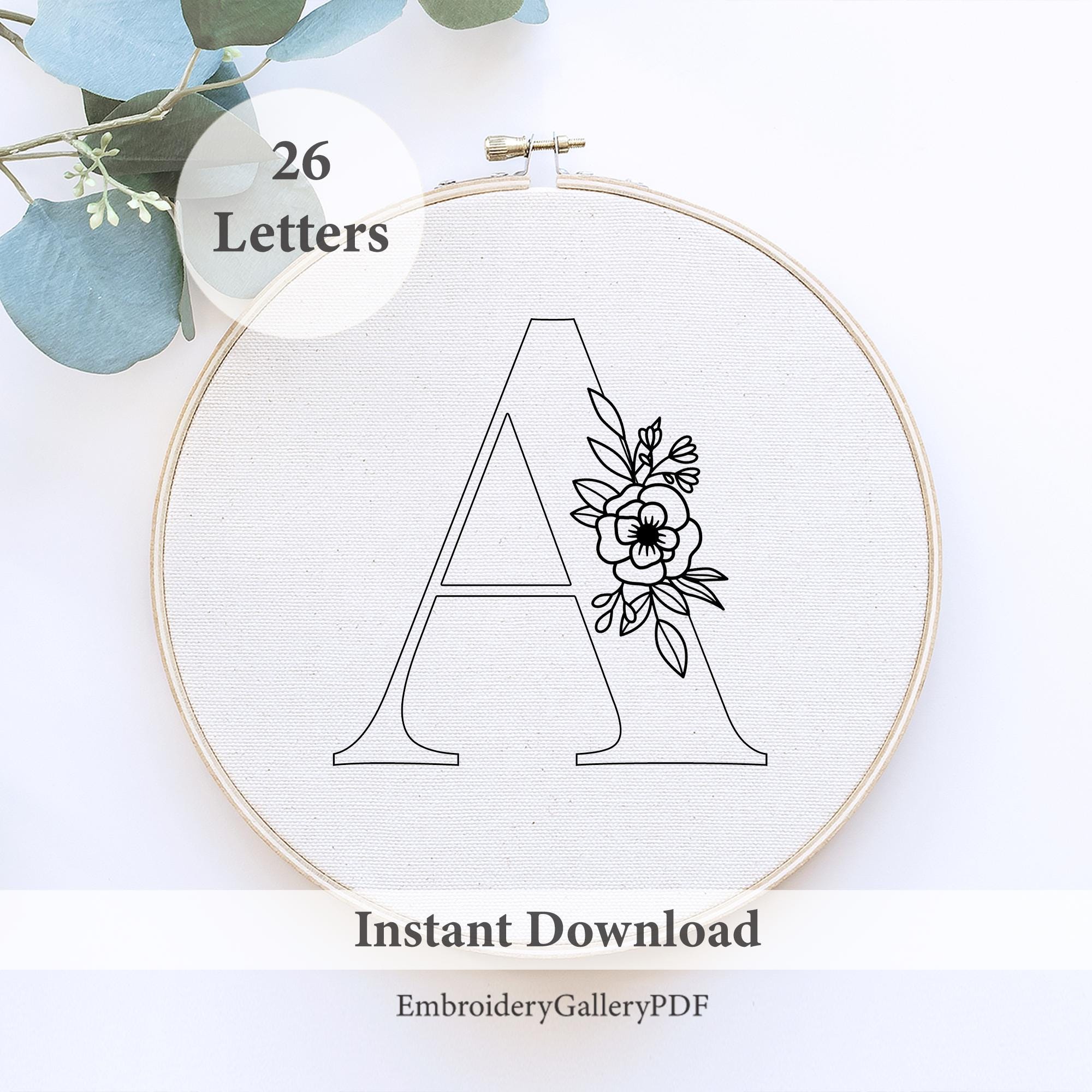 刺繍　デザイン 花文字刺繍デザイン：6インチモノグラムPDFパターン - Etsy 日本
