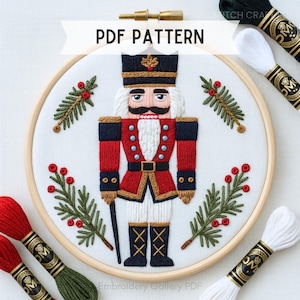 Christmas Nutcracker Embroidery Pattern: 6 Sizes (Digital Download)