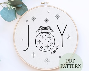 Patrón de bordado de adornos navideños: Arte de bastidor DIY para principiantes (Patrón PDF)
