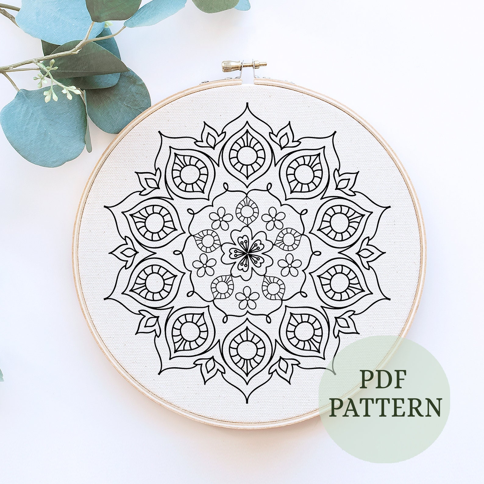 Flower Mandala Transfer Pattern - PDF Digital Download - The