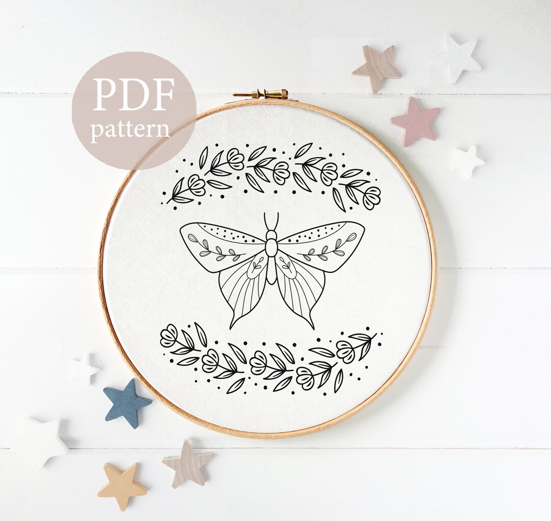 Anatomical Butterfly Hand Embroidery Pattern, Modern Embroidery Pattern ...