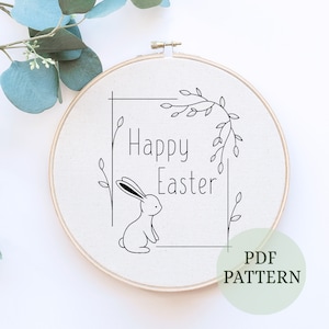 Little Bunny, Hand Embroidery PDF Pattern, Instant Digital Download, Hand Embroidery Design, Nursery Art, Needlecraft design, PDF Pattern