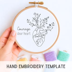 Motif de broderie floral coeur anatomique : conception de santé mentale, adapté aux débutants (Modèle PDF)