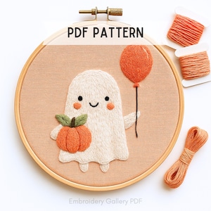 Halloween Ghost Embroidery Pattern: Beginner-Friendly DIY (Digital Download)