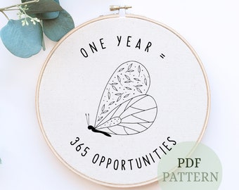 Floral Embroidery Pattern, Affirmation Quote Design (PDF Pattern)