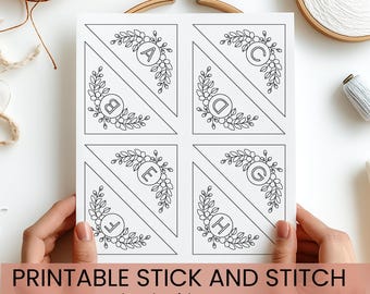 Embroidery Letter Corner Bookmark Pattern: Printable Stick and Stitch (PDF)