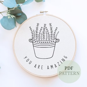 Girl Power Floral Wreath Hand Embroidery PDF Pattern. DIY Hoop Art. Inspirujące Motywujące, Cytat Haft, Motywacyjne Oświadczenia