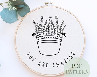 Girl Power Floral Embroidery Pattern: DIY Hoop Art (PDF Pattern)