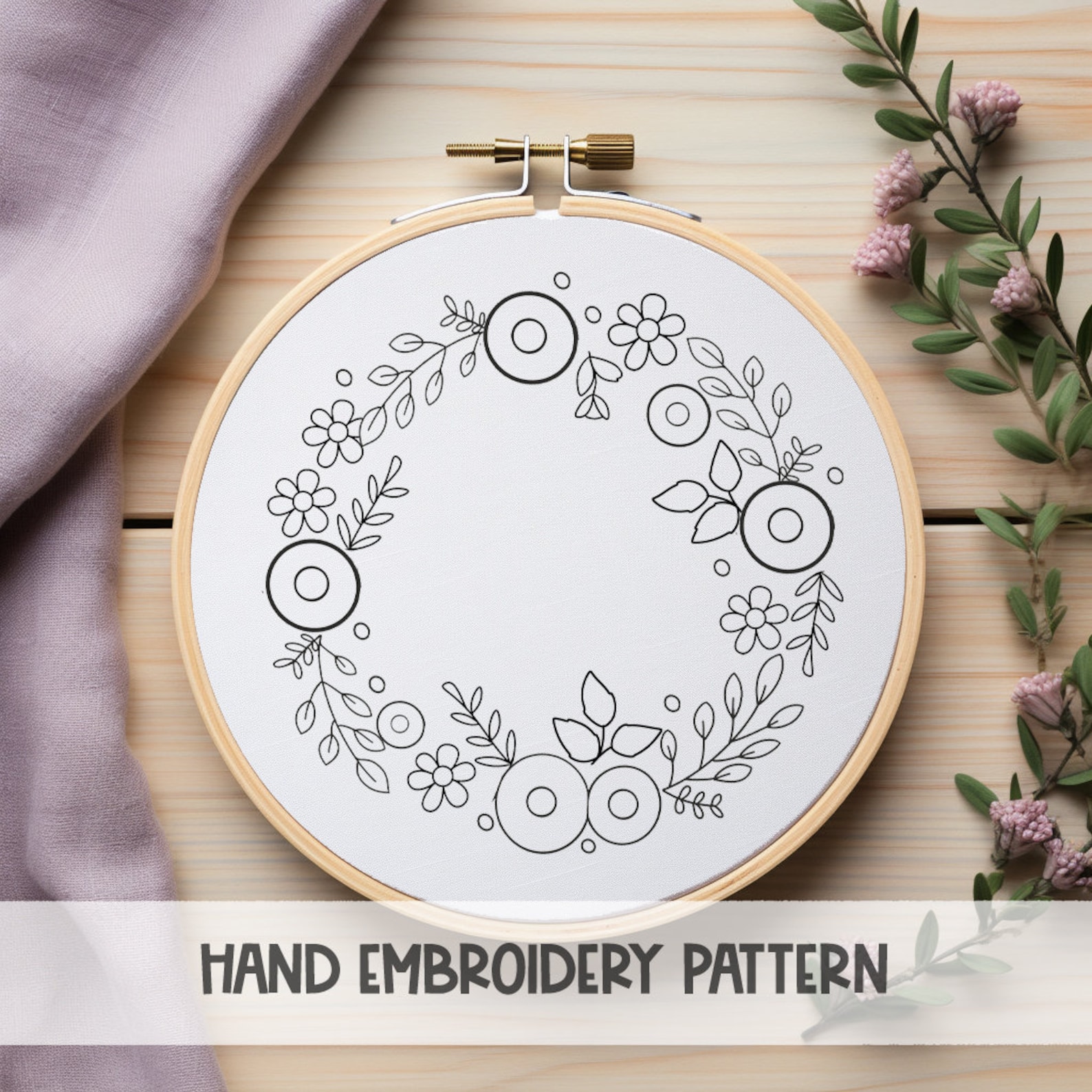 Floral Wreath Hand Embroidery Pattern, Frame Design (PDF Pattern) - Etsy