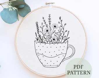 Spring Hand Embroidery Pattern: 6 Sizes (PDF Download) Beginner Design