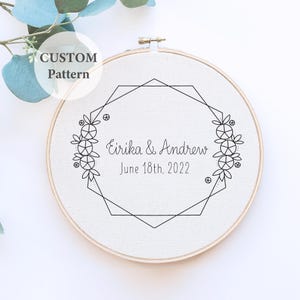 ウェディング刺繍パターン、手刺繍パターン、ミスター＆ミセス、ウェディングギフト、手刺繍のスキーム、PDF 即時ダウンロード、カスタムチャート