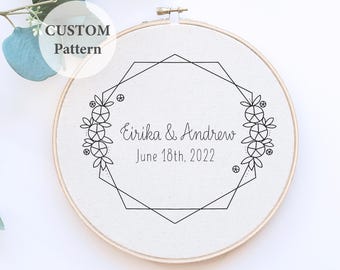 Wedding embroidery Pattern, Hand embroidery Pattern, Mr & Mrs,  Wedding Gift, Scheme for hand embroidery, PDF INSTANT DOWNLOAD, custom chart