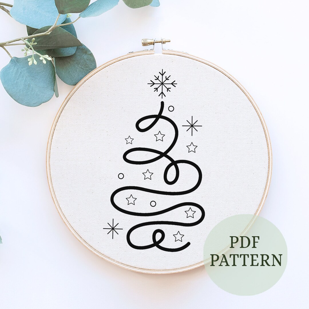 Modern Christmas Tree Embroidery Pattern: Hand Stitch Decor, Hoop Art ...