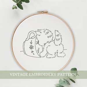 Old Cat Hand Embroidery Pattern, Cat Silhouette Embroidery PDF, Embroidery Pattern Pdf, Vintage Hand Embroidery PDF Pattern, Kitty design