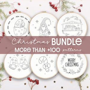 Embroidery Bundle , Hand Embroidery Patterns, Christmas Collection, PDF Embroidery Pattern, Beginner Pattern, Christmas designs, Digital PDF