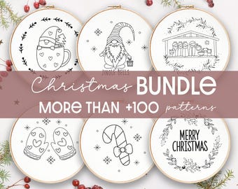 Borduurbundel, handborduurpatronen, kerstcollectie, pdf-borduurpatroon, beginnerspatroon, kerstontwerpen, digitale pdf