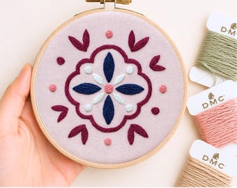 Floral Mandala Embroidery Pattern, Leaves Template (PDF Pattern)
