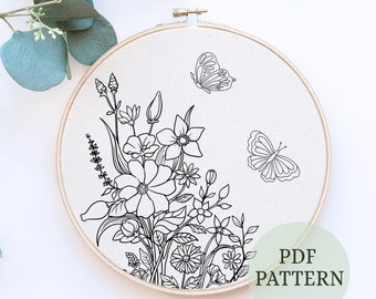 PDF Digital Hand embroidery pattern, Mothers Day Embroidery, PDF Beginner Embroidery, Floral embroidery pattern, Embroidery pdf, Digital pdf