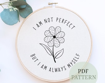 Hand Embroidery Pattern PDF Floral Embroidery Design, Flower Embroidery Pattern, Printable Pattern Download, affirmation quote, motivational