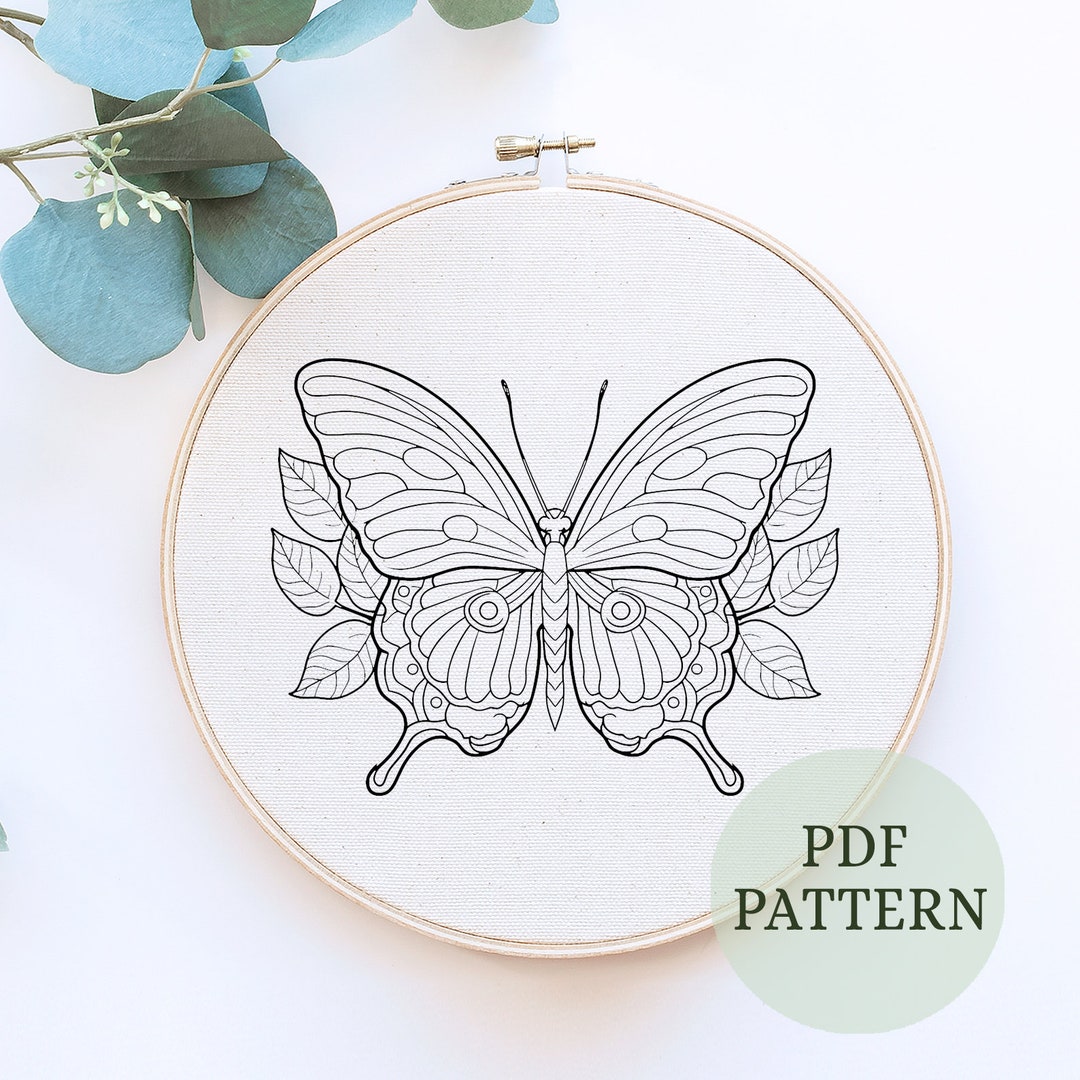 Butterfly Embroidery, Hand Embroidery , DIY Embroidery , Modern ...