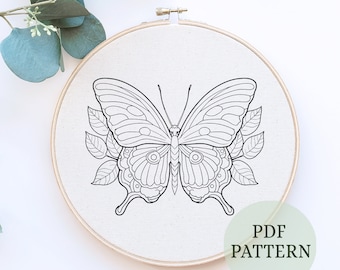 Patrón de bordado de mariposa: elegante diseño de costura DIY (Descarga PDF)