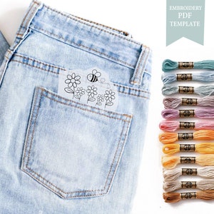 Pocket wildflowers Embroidery Pattern, PDF Embroidery Pattern, Digital Embroidery pattern, Embroidery PDF and Pattern, Embroidery cloths
