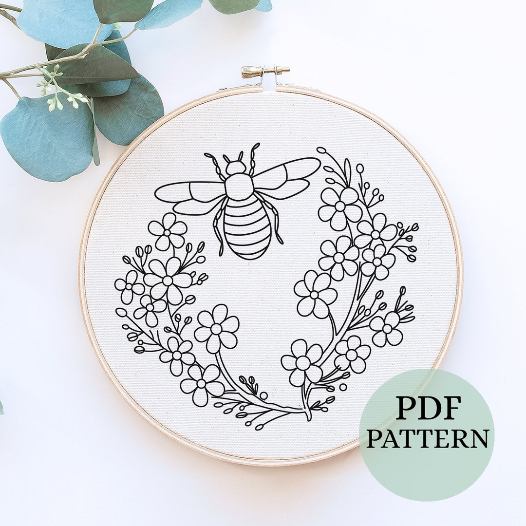 Bumble Bee Hand Embroidery Pattern, PDF Instant Download, Bee ...
